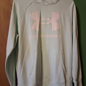 Under Armour Light Green Hoodie with Pink Logo